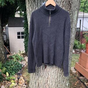 Calvin Klein Jeans XL Half-Zip Ribbed Sweater Charcoal Cotton Knit Modern & Cozy